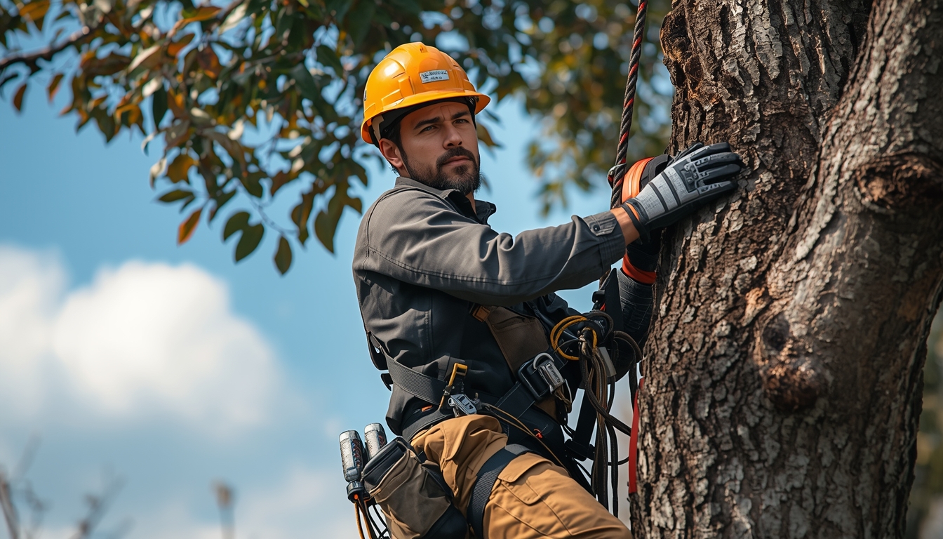 Professional arborist performing tree care services
